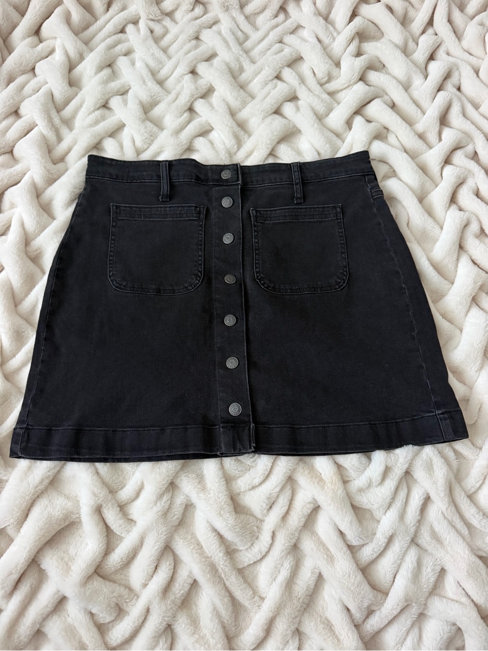 Madewell Black Button-Front Mini Skirt